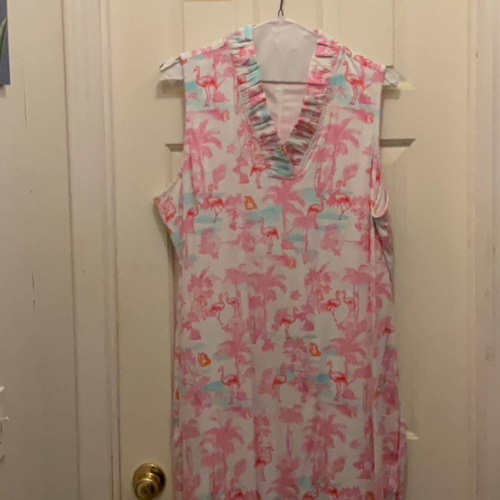 Pink Flamingo Print Sleeveless Dress